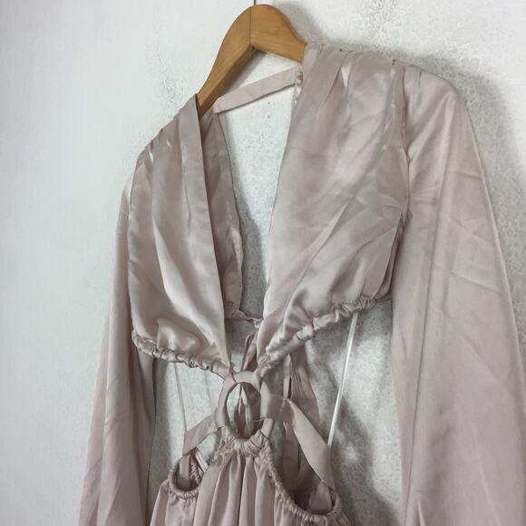 NWT HelloMolly Fashion Girlie Satin Cut Out Maxi Dress Champagne Size 2 Cocktail - Picture 7 of 13